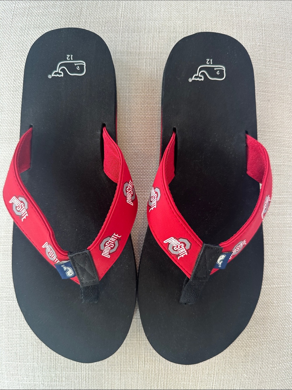 Vineyard Vines Ohio State Red Logo Flip Flops Men’s  Size 12